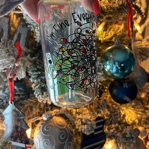 New!!! Holiday Glass with Festive Lights Design